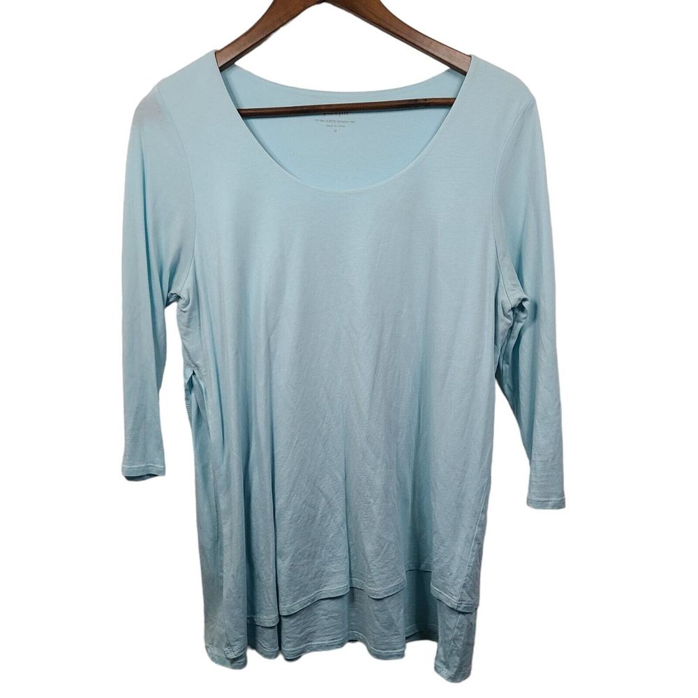 J Jill 3/4 Sleeve Artistic Tee Powder Blue Womens Medium